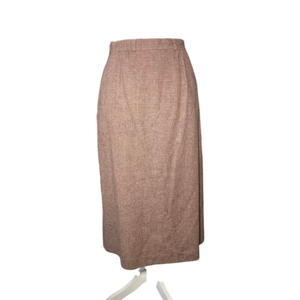 Vintage That's Me! USA Pink Mauve Plaid Pencil Midi Skirt Size 9 Wool Blend